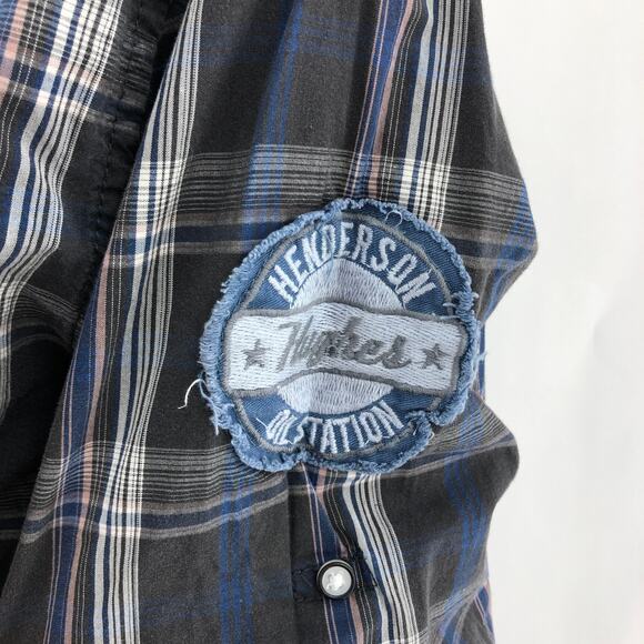 Springfield LARGE Gray Plaid Certified Smart Pearl Snap Boyfriend Shirt - Picture 5 of 7